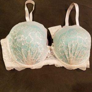 Cream and teal bra